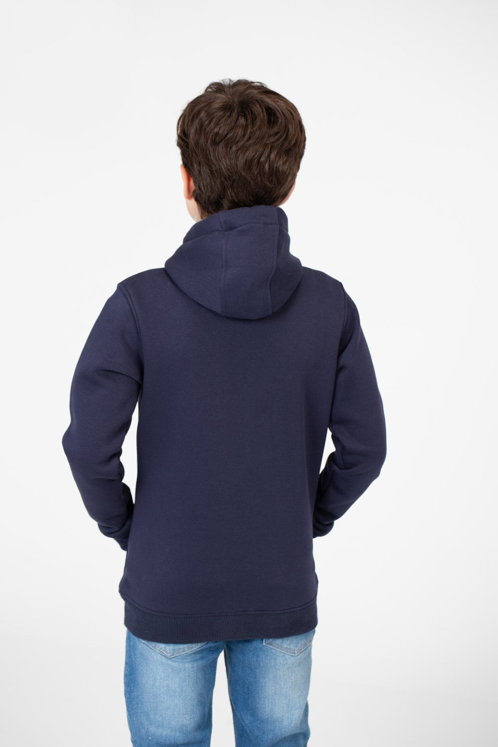 سويت شيرت بغطاء رأس أساسي بسحاب كامل وجيوب للأولاد