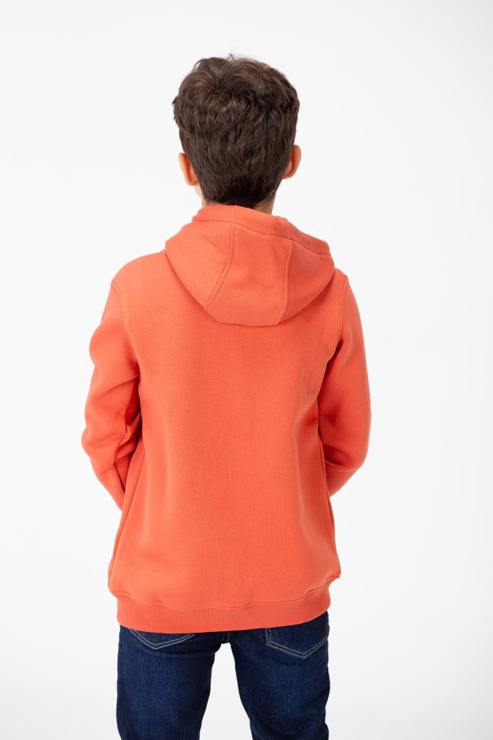 سويت شيرت بغطاء رأس أساسي بسحاب كامل وجيوب للأولاد