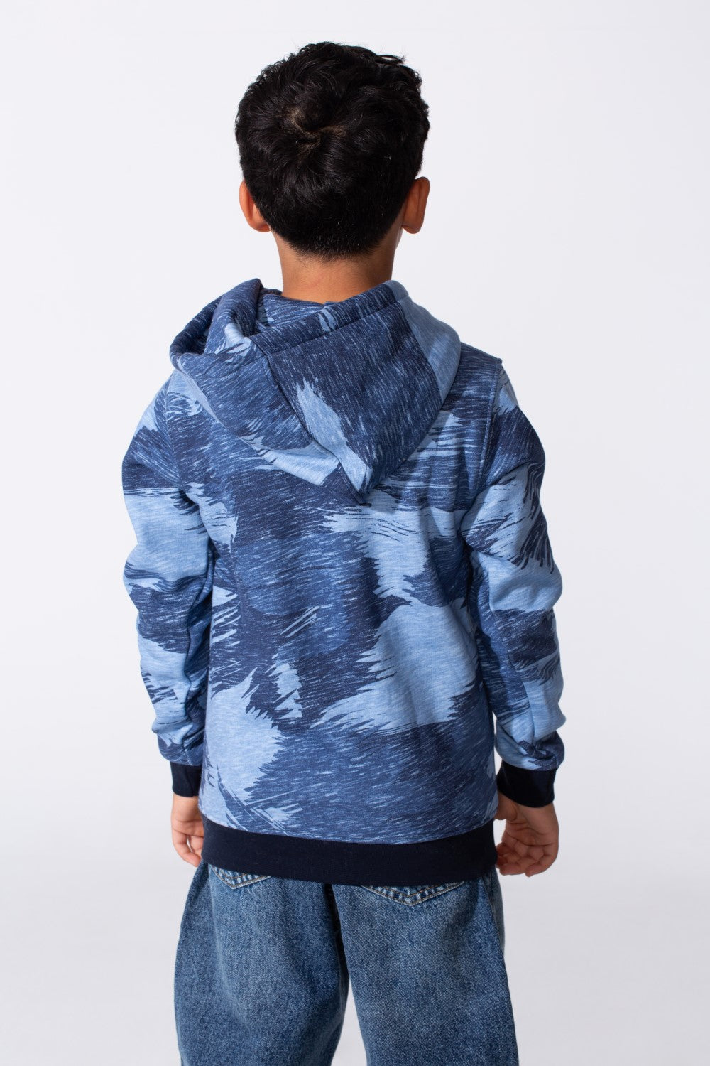 Boy's Slim Fit Long Sleeved Camo Melton Sweatshirt With Hood