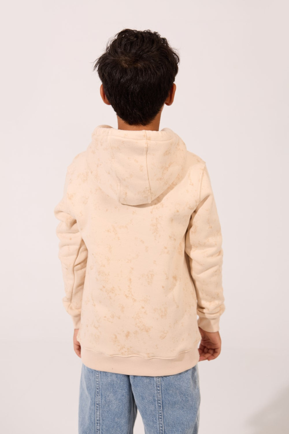 Boy's Slim Fit Melton Hooded Sweatshirt With A Front Pocket