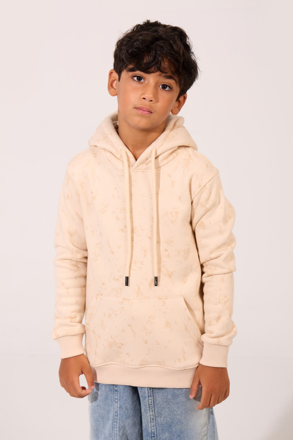 Boy's Slim Fit Melton Hooded Sweatshirt With A Front Pocket