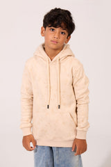 Boy's Slim Fit Melton Hooded Sweatshirt With A Front Pocket