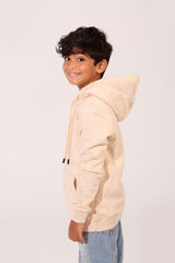 Boy's Slim Fit Melton Hooded Sweatshirt With A Front Pocket