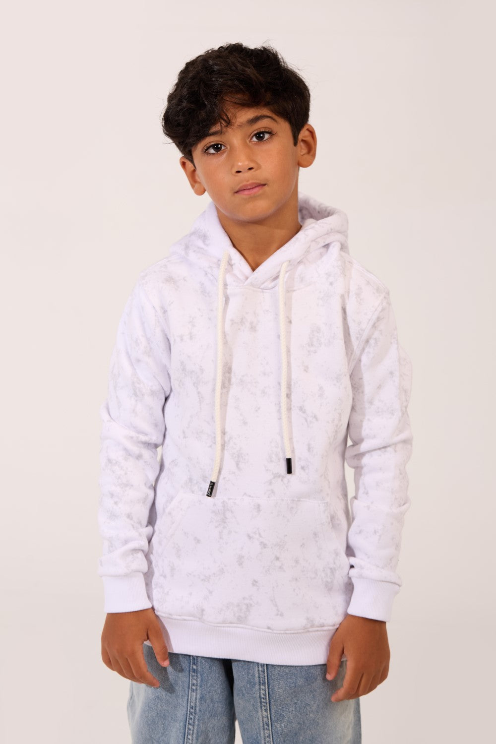 Boy's Slim Fit Melton Hooded Sweatshirt With A Front Pocket
