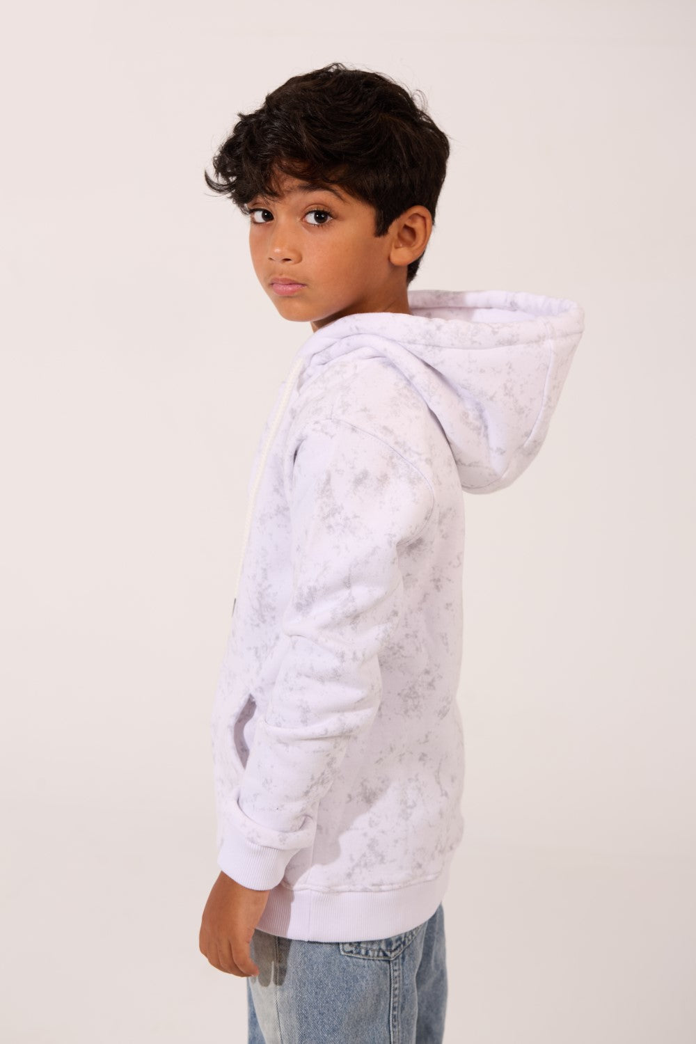 Boy's Slim Fit Melton Hooded Sweatshirt With A Front Pocket