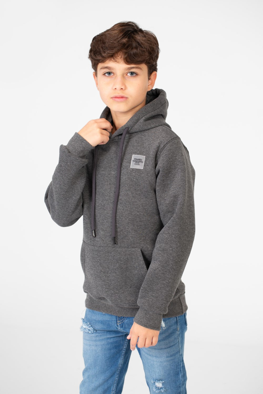 Boy's Basic Tomato Sweatshirt With Kangaroo Pocket