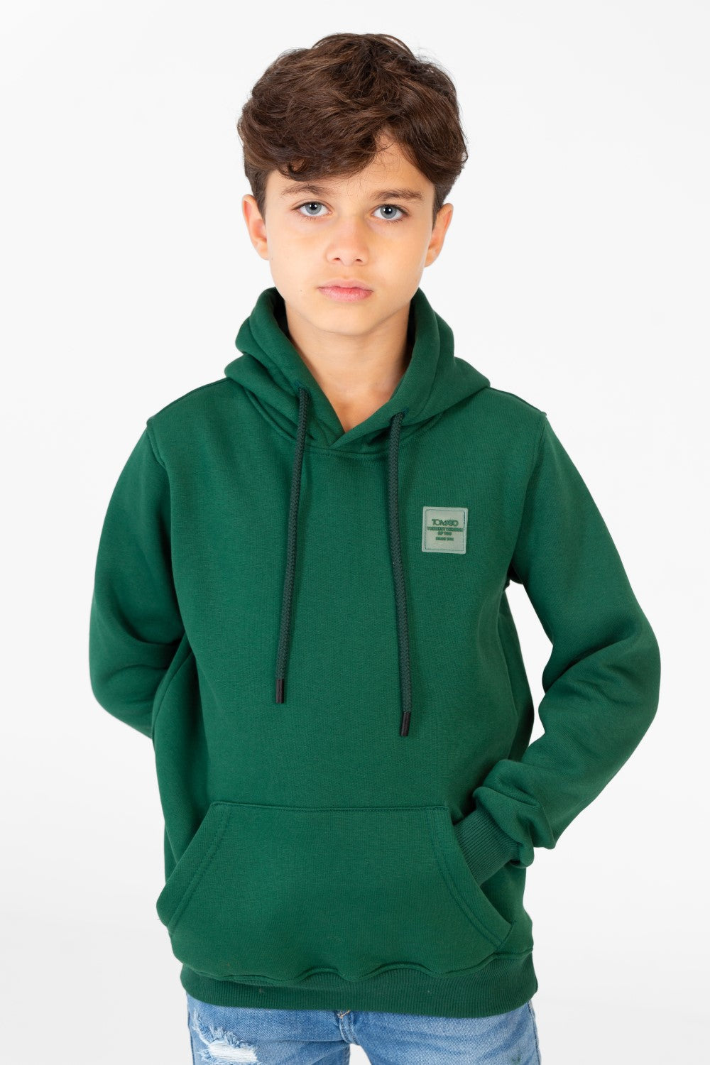 Boy's Basic Tomato Sweatshirt With Kangaroo Pocket