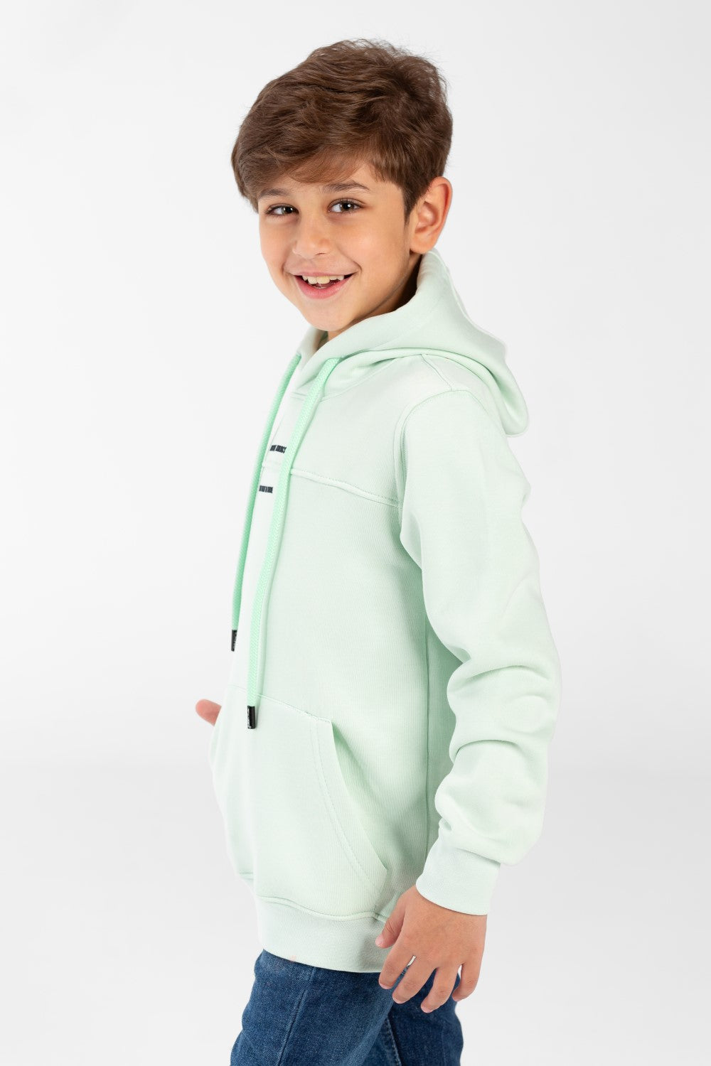 Boy's Hoodie Sweatshirt With Text Print On The Front And Pocket