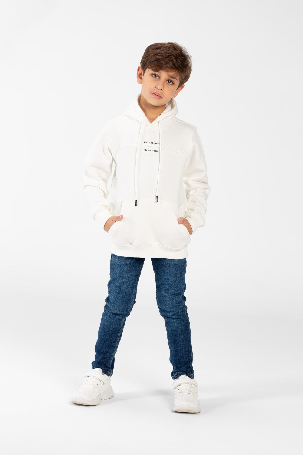 Boy's Hoodie Sweatshirt With Text Print On The Front And Pocket