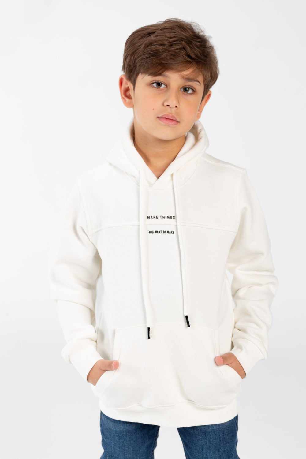 Boy's Hoodie Sweatshirt With Text Print On The Front And Pocket