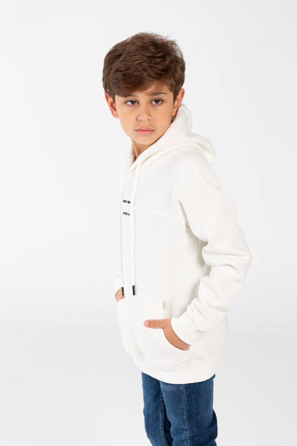 Boy's Hoodie Sweatshirt With Text Print On The Front And Pocket