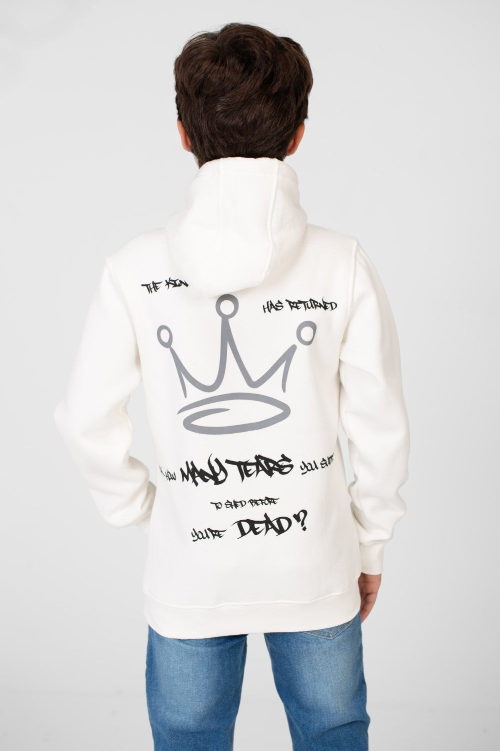 Boy's Hoodie Sweatshirt With Crown Print And Front Pocket