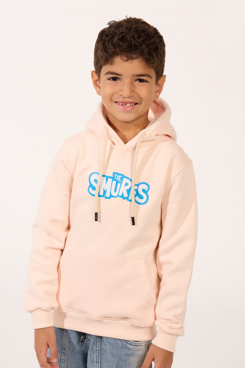 Boy's Smurfs Print Slim Fit Melton Long Sleeve Hoodie Sweatshirt
