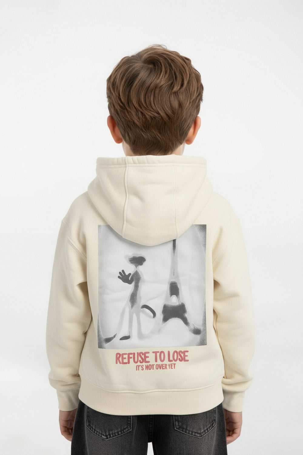 Boy's Regular Fit Melton Graphic Print Long-Sleeved Hood Sweatshirt