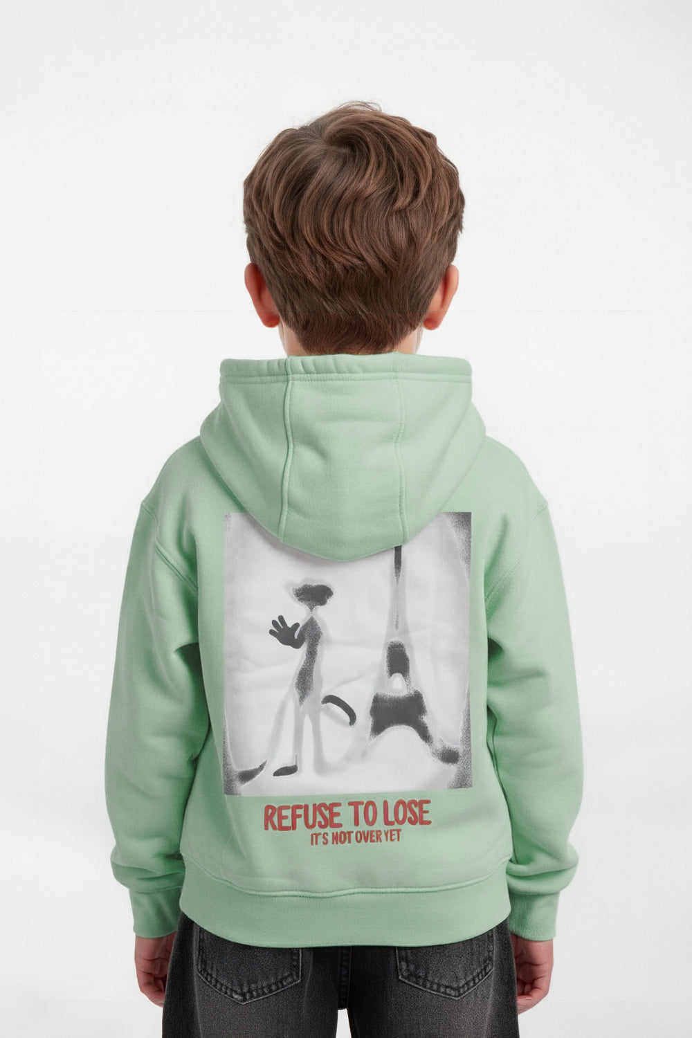 Boy's Regular Fit Melton Graphic Print Long-Sleeved Hood Sweatshirt