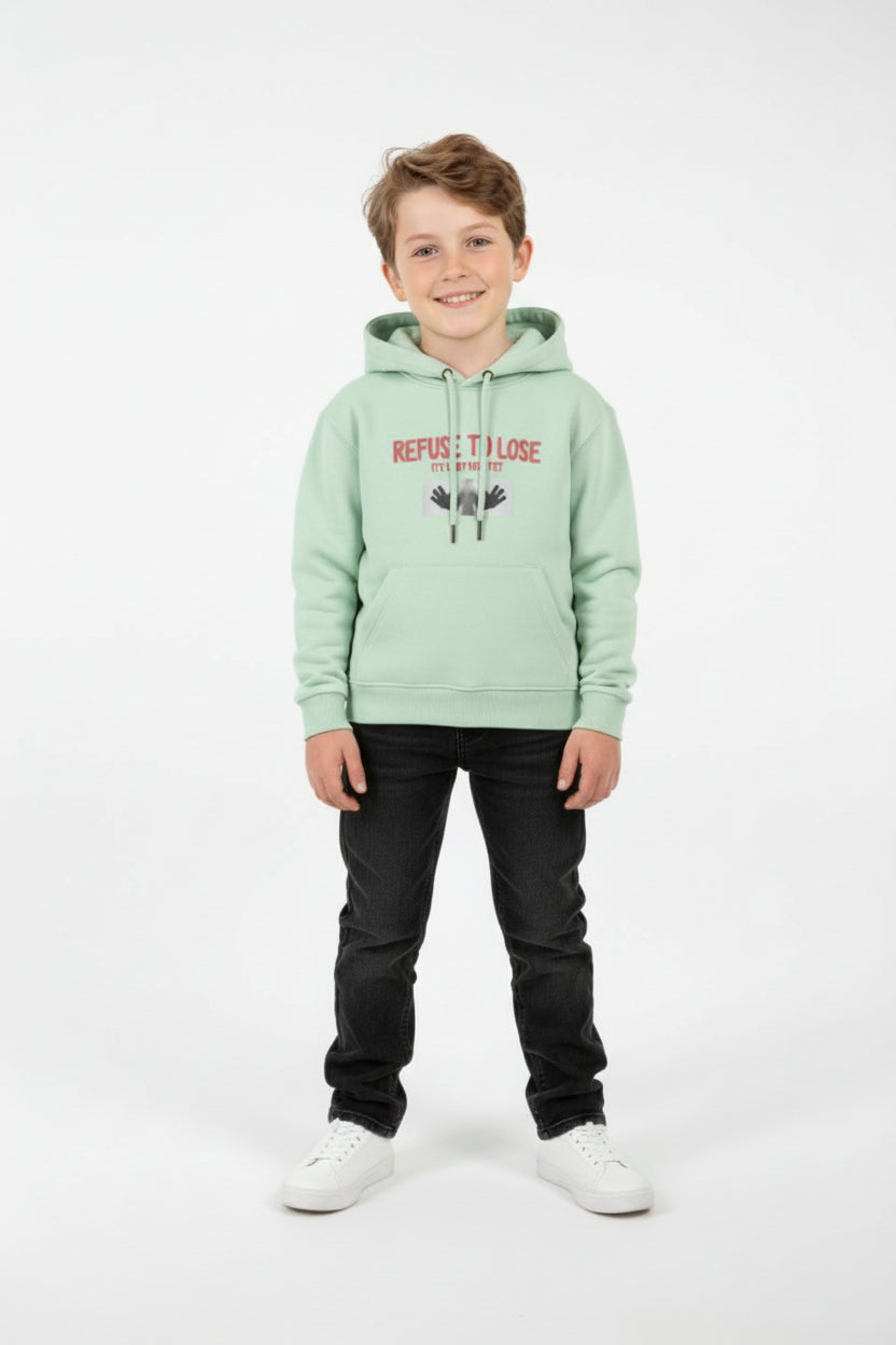 Boy's Regular Fit Melton Graphic Print Long-Sleeved Hood Sweatshirt