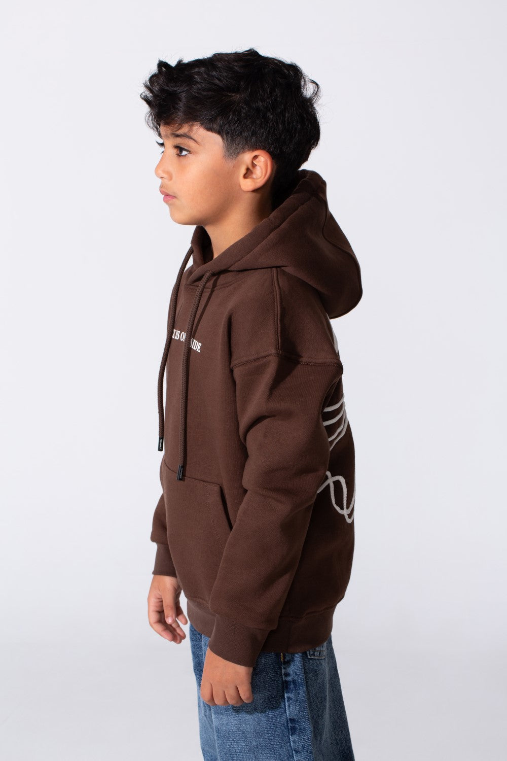 Boy's Oversized Printed Long Sleeved Melton Hoodie Sweatshirt
