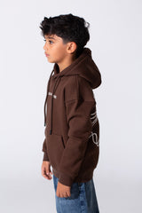 Boy's Oversized Printed Long Sleeved Melton Hoodie Sweatshirt