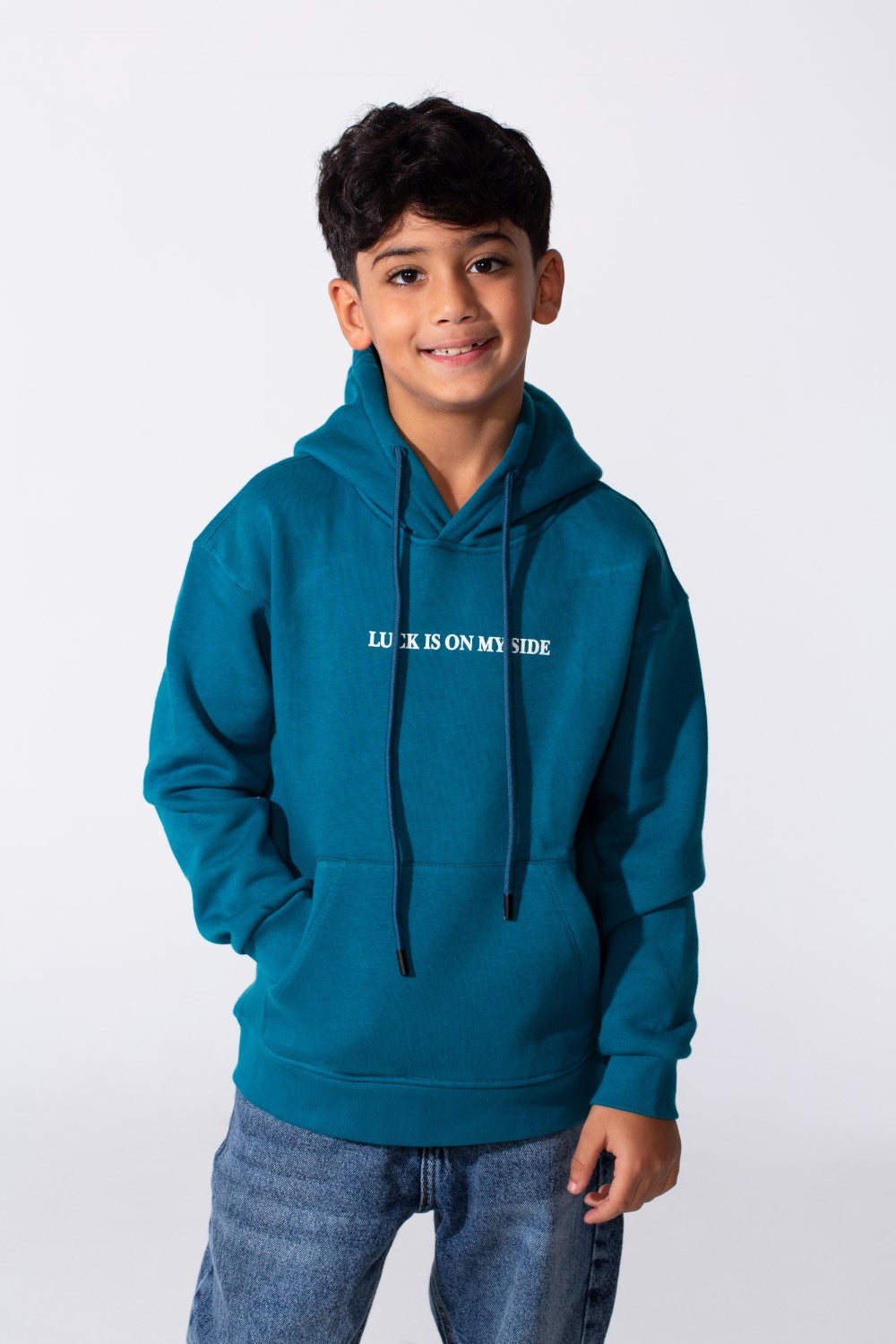 Boy's Oversized Printed Long Sleeved Melton Hoodie Sweatshirt