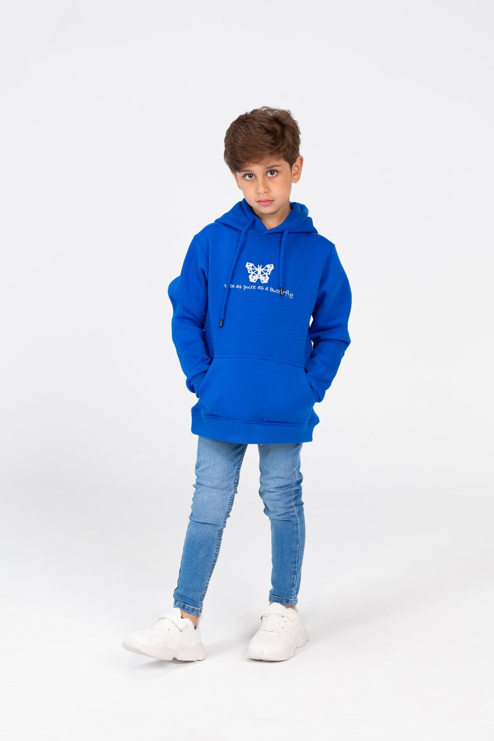 Boy's Basic Hoodie Cut Sweatshirt With Front Print