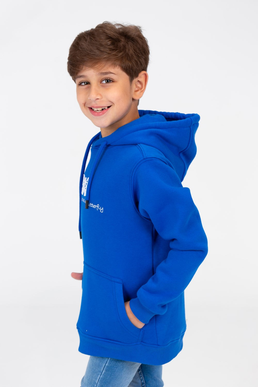 Boy's Basic Hoodie Cut Sweatshirt With Front Print