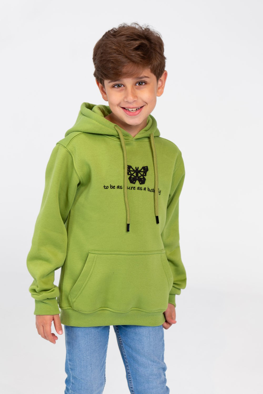 Boy's Basic Hoodie Cut Sweatshirt With Front Print