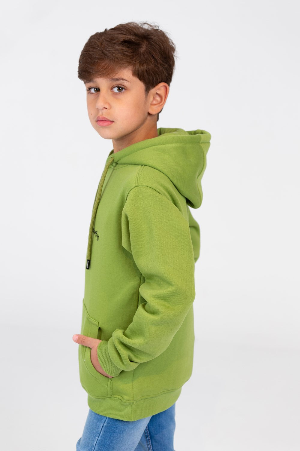 Boy's Basic Hoodie Cut Sweatshirt With Front Print
