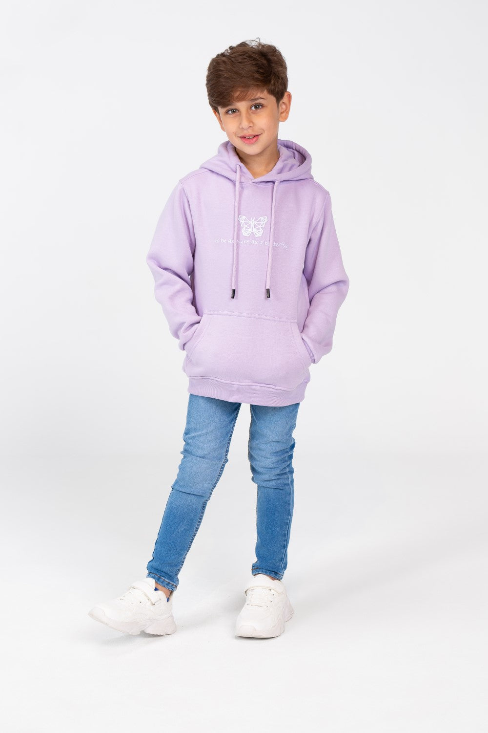 Boy's Basic Hoodie Cut Sweatshirt With Front Print