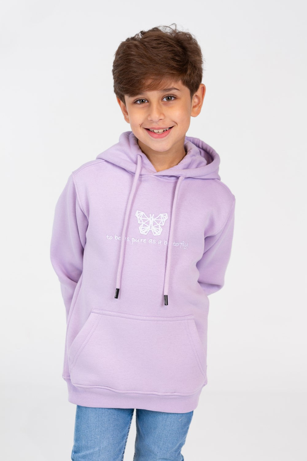 Boy's Basic Hoodie Cut Sweatshirt With Front Print
