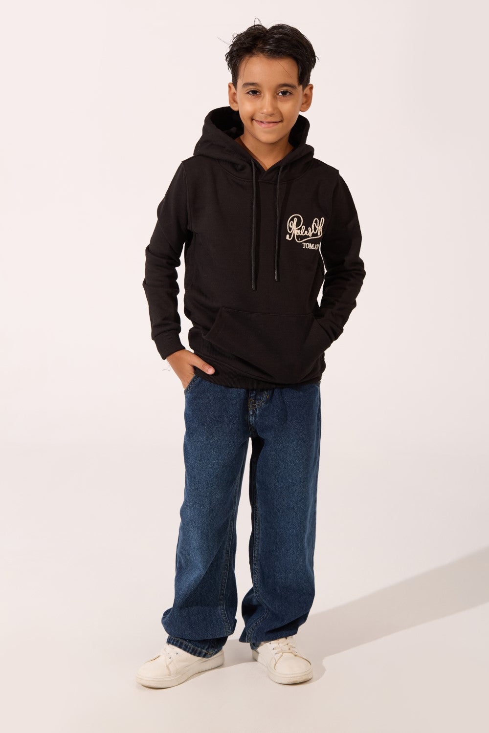 Boy's Tomato Slim Fit Sweatshirt With Front Pocket And Hood