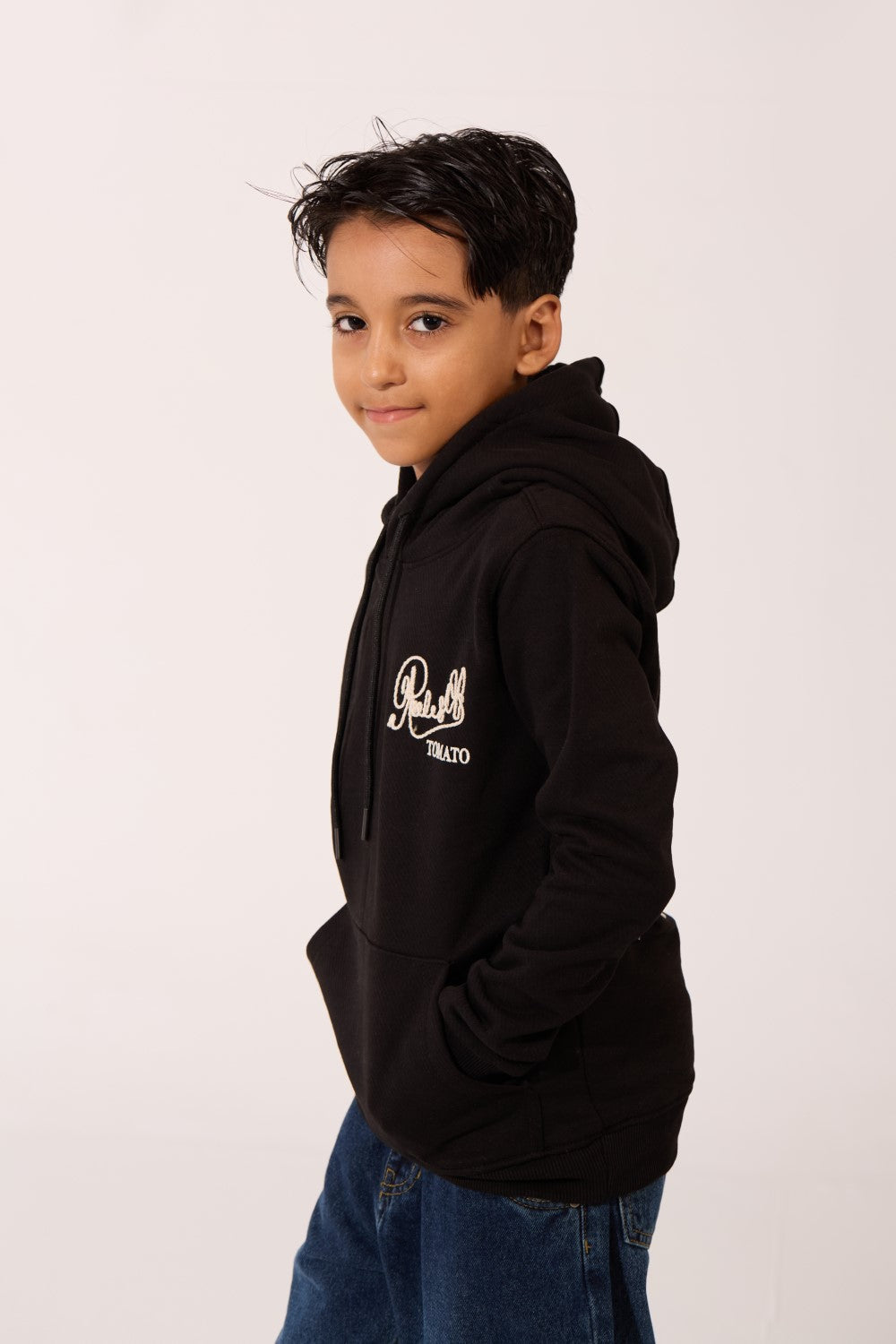 Boy's Tomato Slim Fit Sweatshirt With Front Pocket And Hood