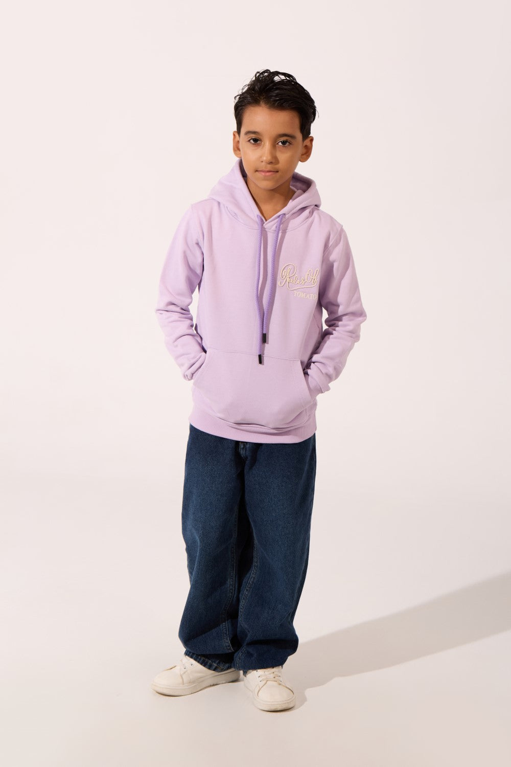 Boy's Tomato Slim Fit Sweatshirt With Front Pocket And Hood
