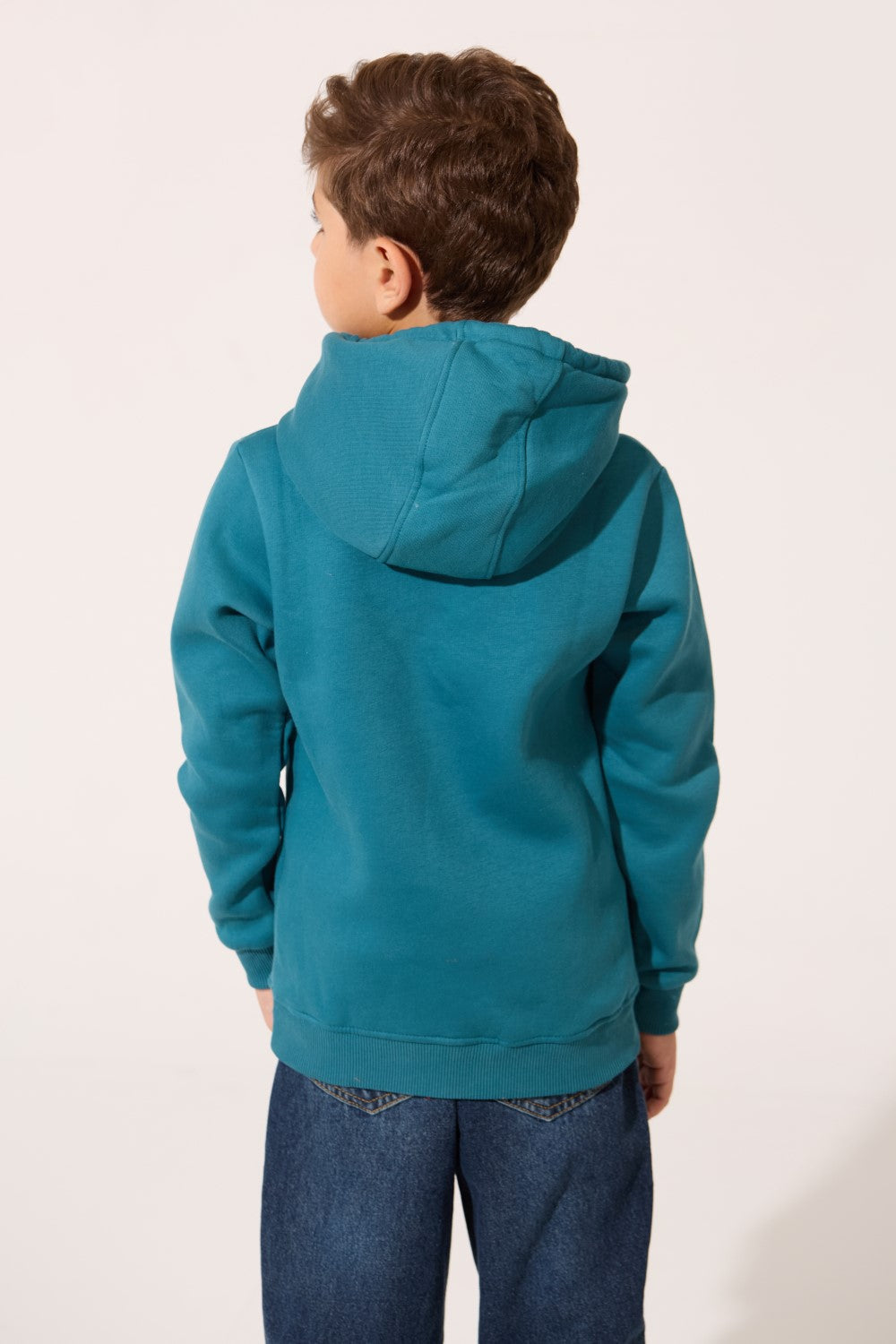 Boy's Slim Fit Long Sleeved Melton Hoodie Sweatshirt