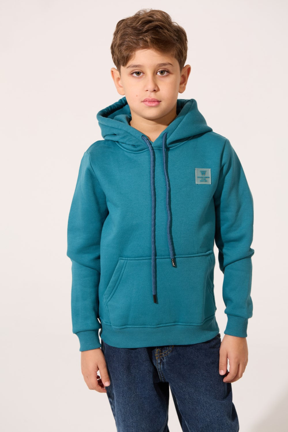 Boy's Slim Fit Long Sleeved Melton Hoodie Sweatshirt