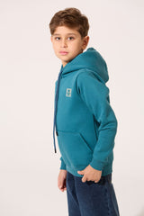 Boy's Slim Fit Long Sleeved Melton Hoodie Sweatshirt