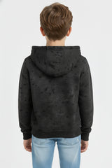 Boy's Slim Fit Washed Hood Sweatshirt With Kangaroo Pocket And Long Sleeves
