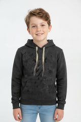 Boy's Slim Fit Washed Hood Sweatshirt With Kangaroo Pocket And Long Sleeves
