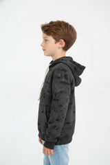 Boy's Slim Fit Washed Hood Sweatshirt With Kangaroo Pocket And Long Sleeves