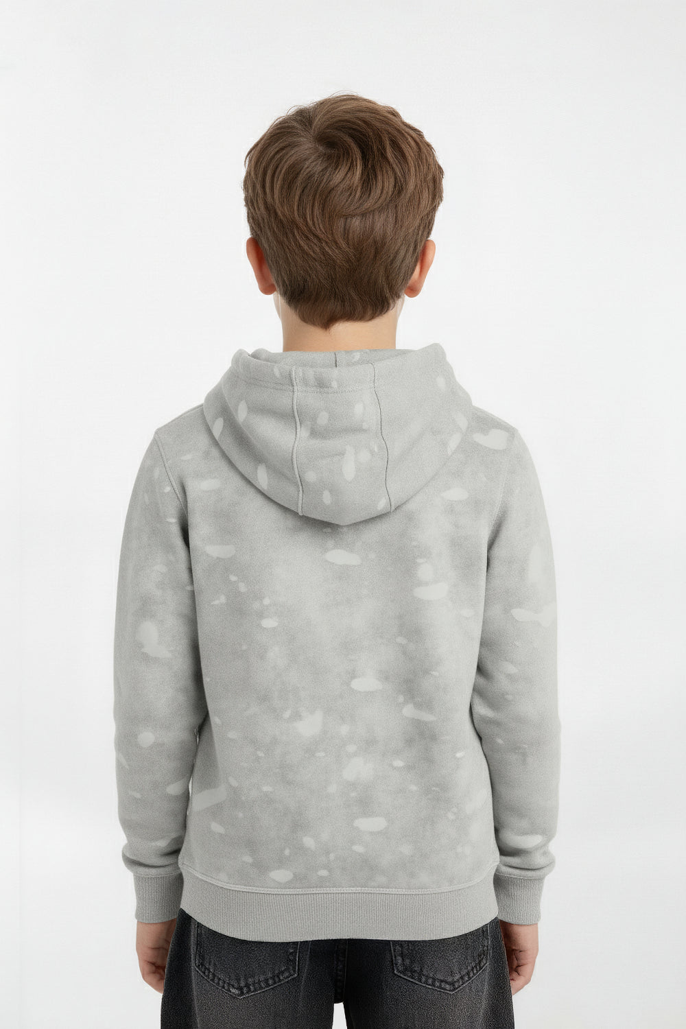 Boy's Slim Fit Washed Hood Sweatshirt With Kangaroo Pocket And Long Sleeves
