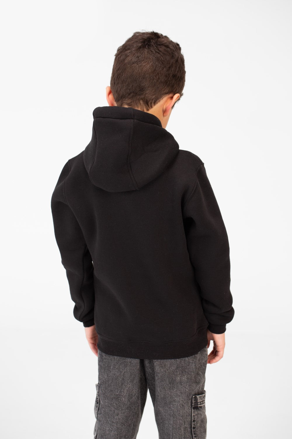Boy's Basic Hoodie With Long Sleeves And Kangaroo Pocket
