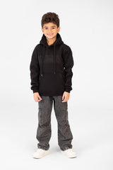 Boy's Basic Hoodie With Long Sleeves And Kangaroo Pocket