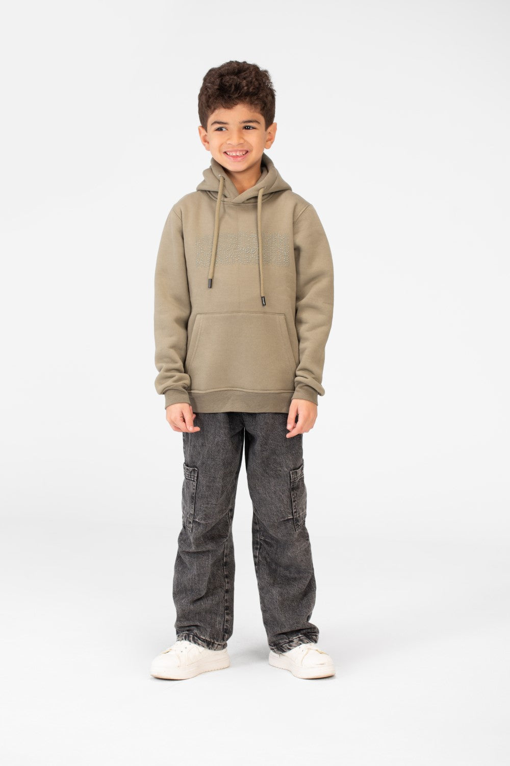 Boy's Basic Hoodie With Long Sleeves And Kangaroo Pocket
