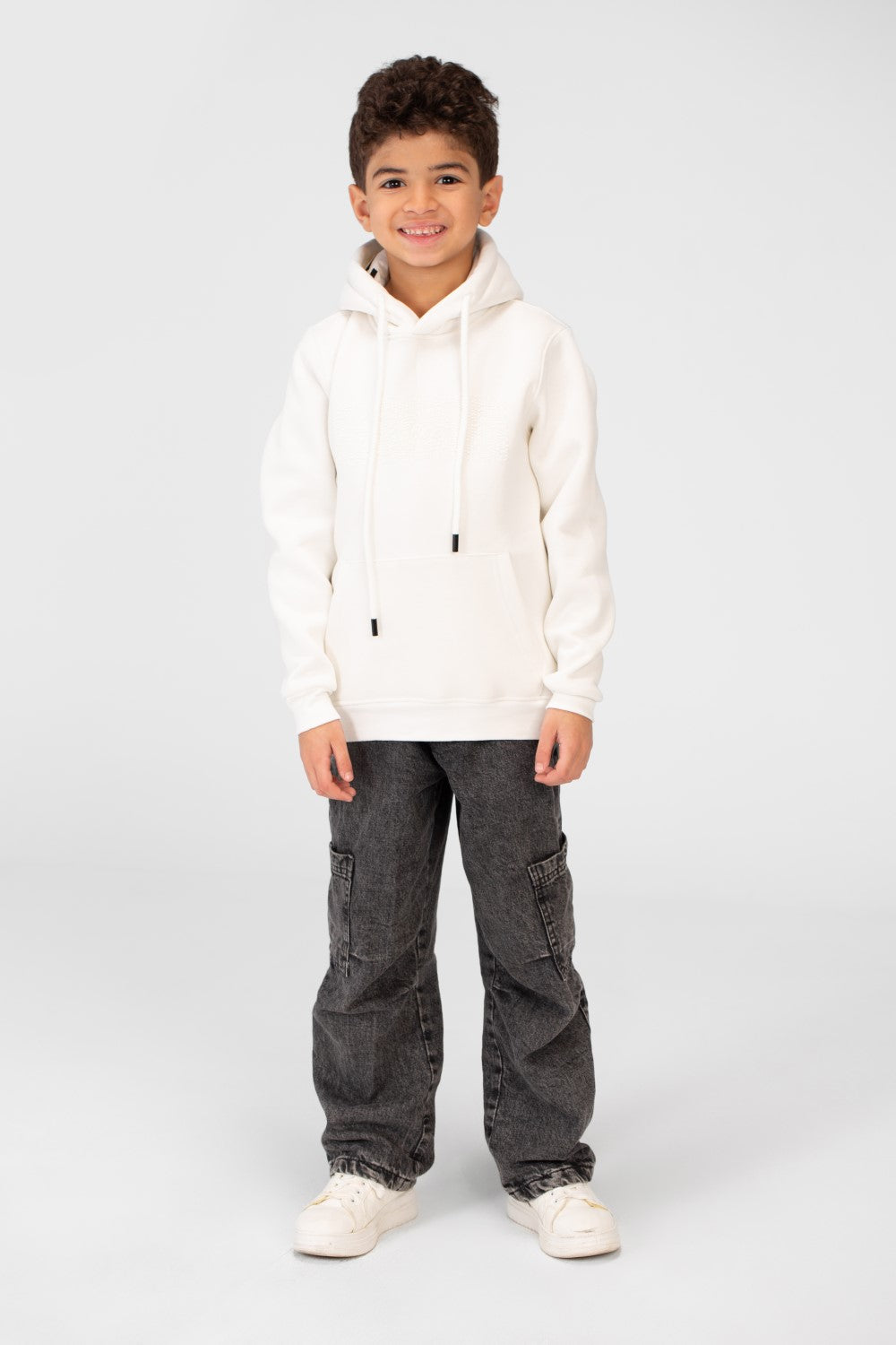 Boy's Basic Hoodie With Long Sleeves And Kangaroo Pocket