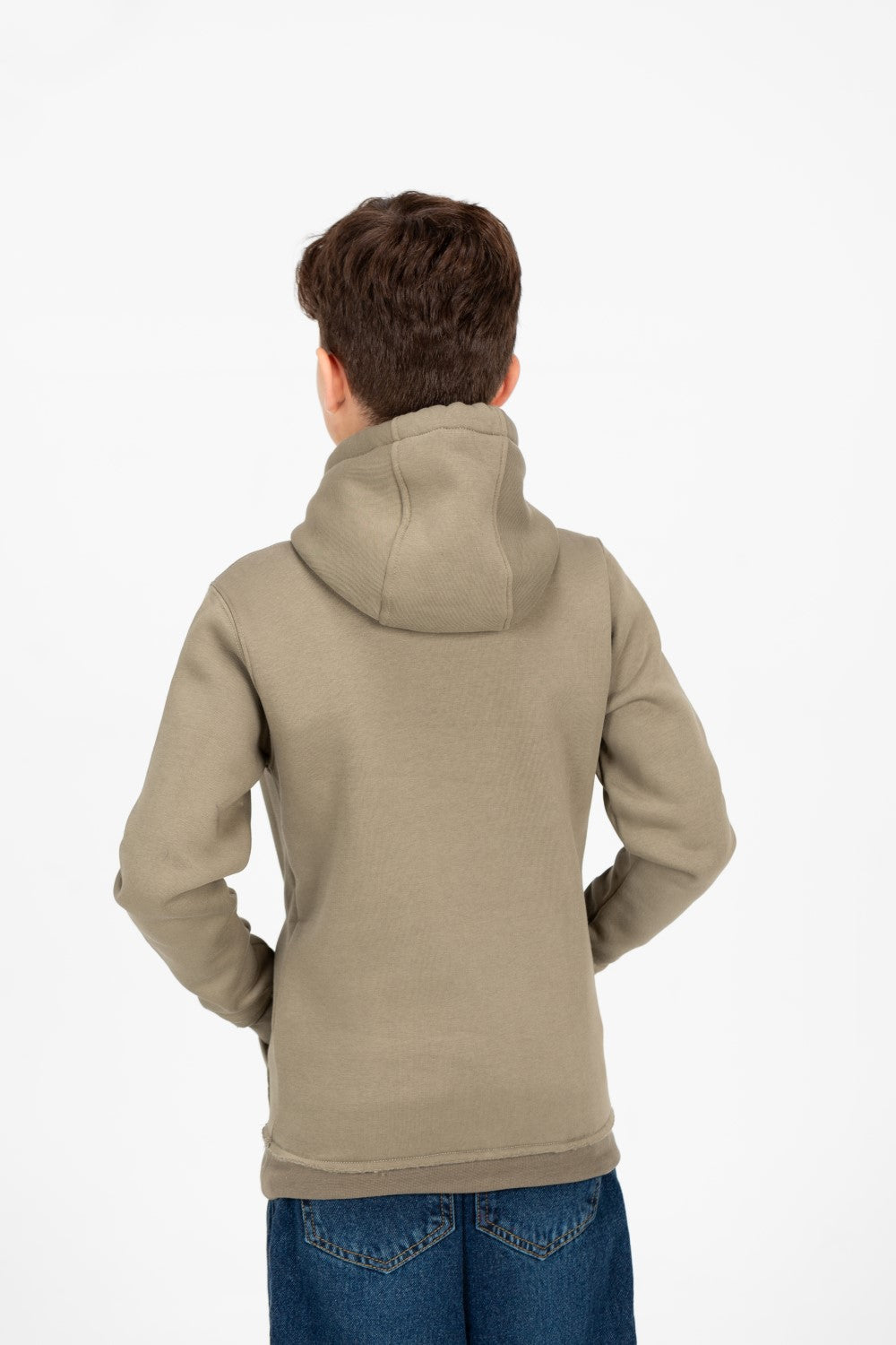 Boy's Basic Hoodie With Kangaroo Pocket And Long Sleeves