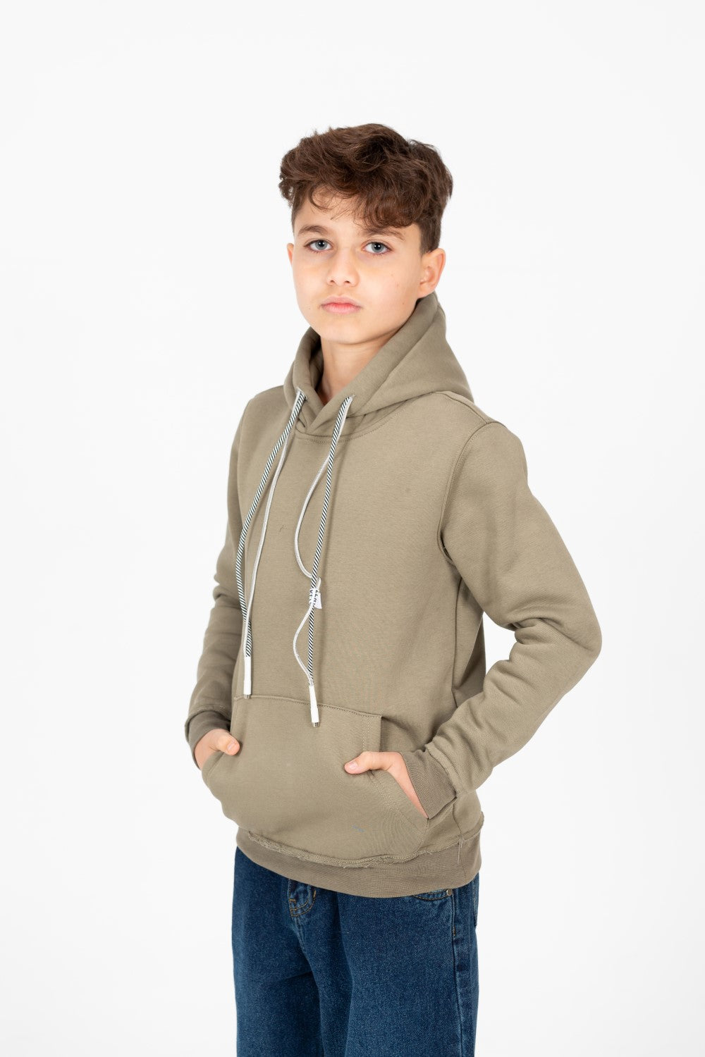 Boy's Basic Hoodie With Kangaroo Pocket And Long Sleeves