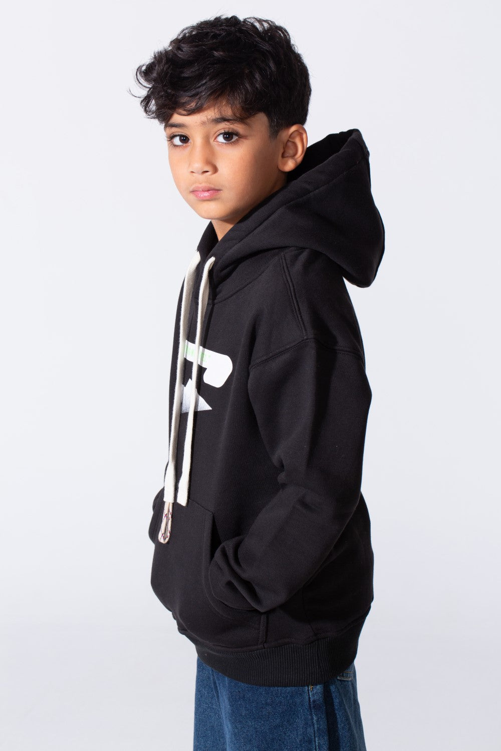 Boy's Oversized Melton Hooded Sweatshirt