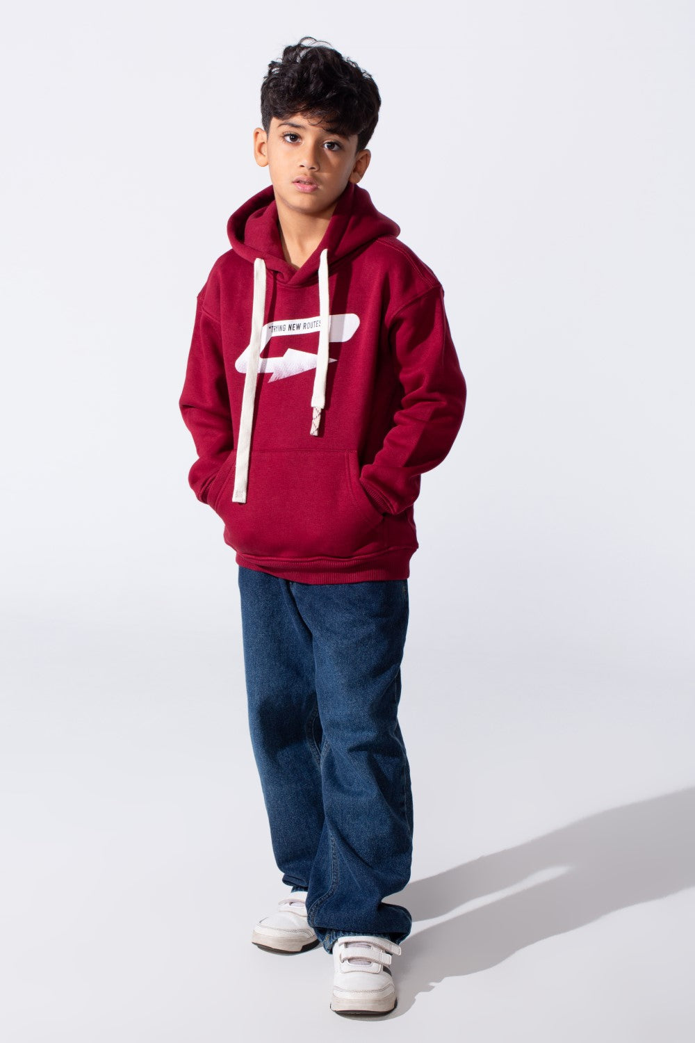 Boy's Oversized Melton Hooded Sweatshirt