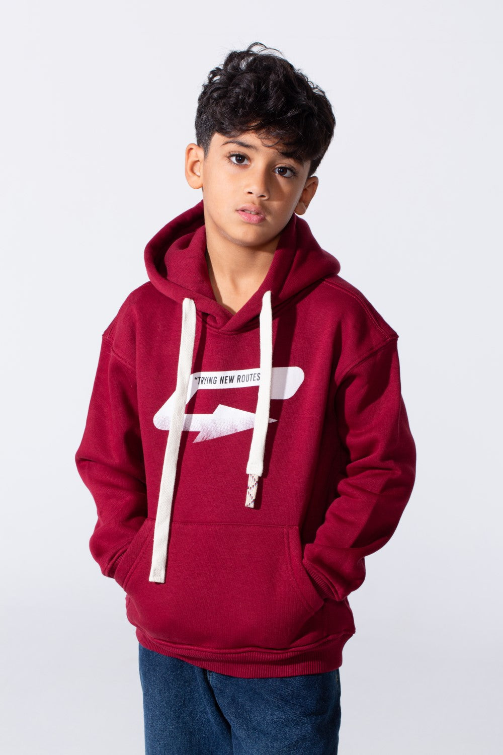 Boy's Oversized Melton Hooded Sweatshirt