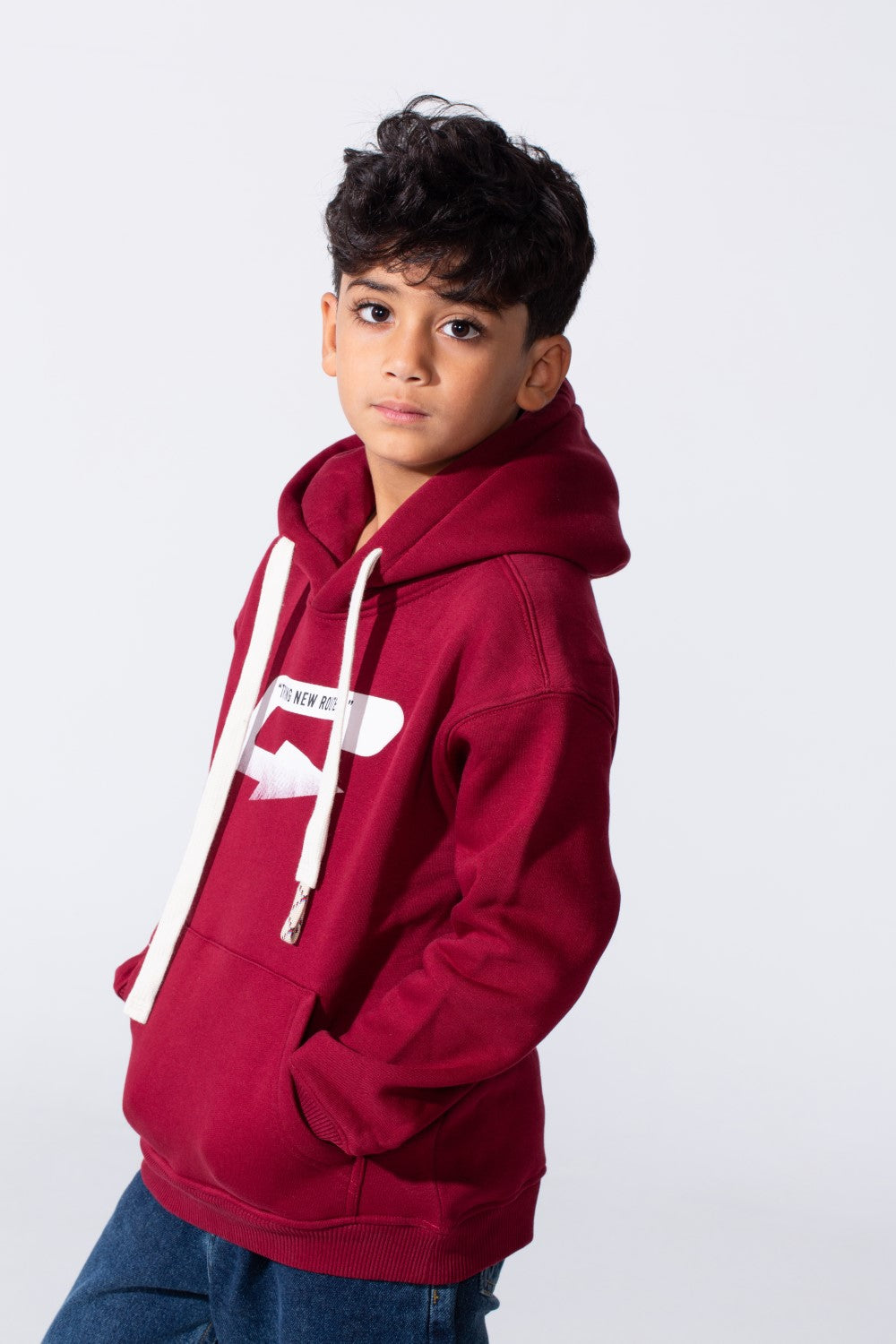 Boy's Oversized Melton Hooded Sweatshirt