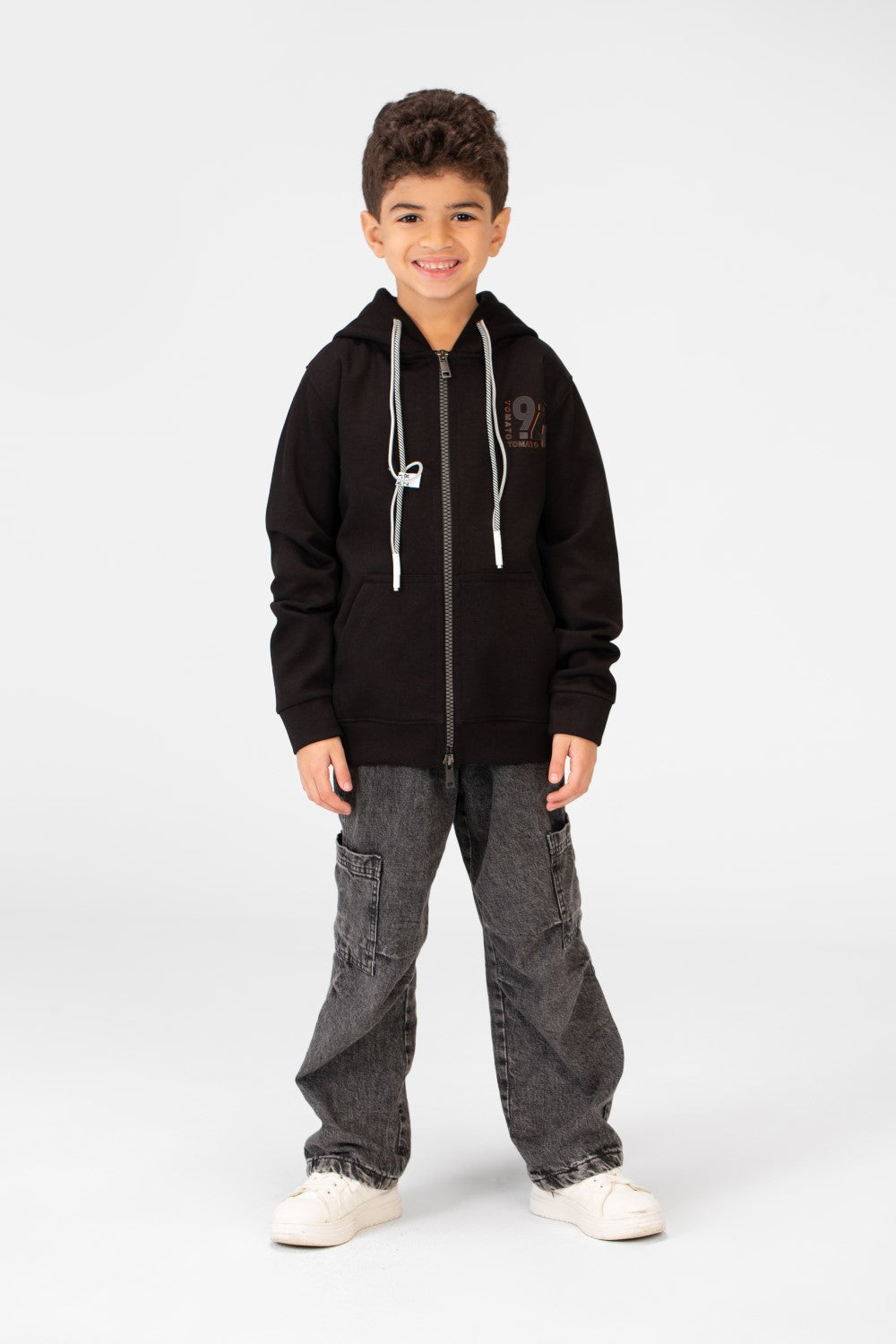 Boy's Basic Hood Sweatshirt With Zippers